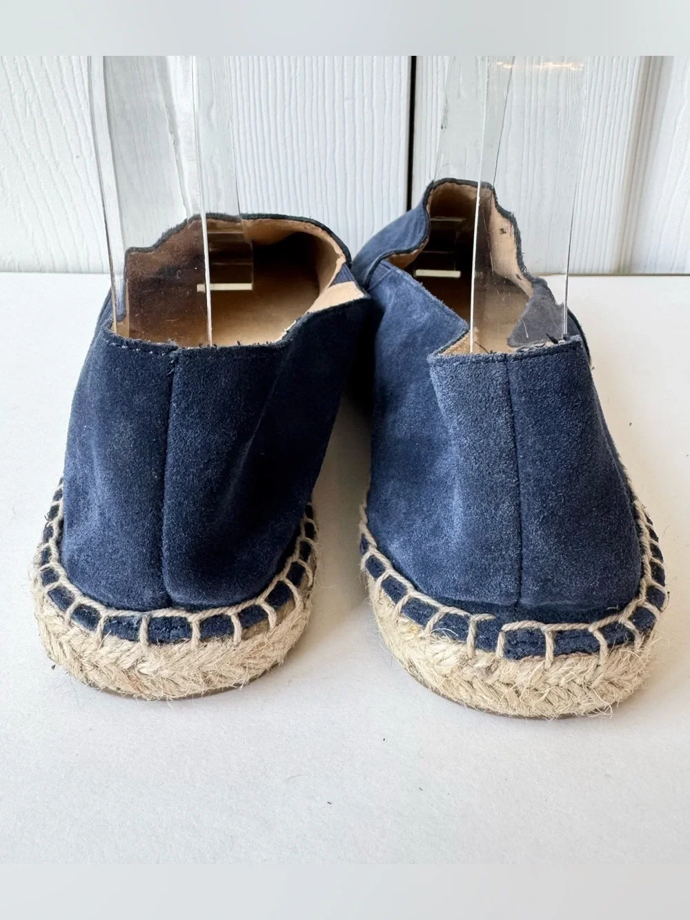 Talbots Blue Suede Leather Izzy Loafers 9.5 Espadrille Flats Resortwear Preppy